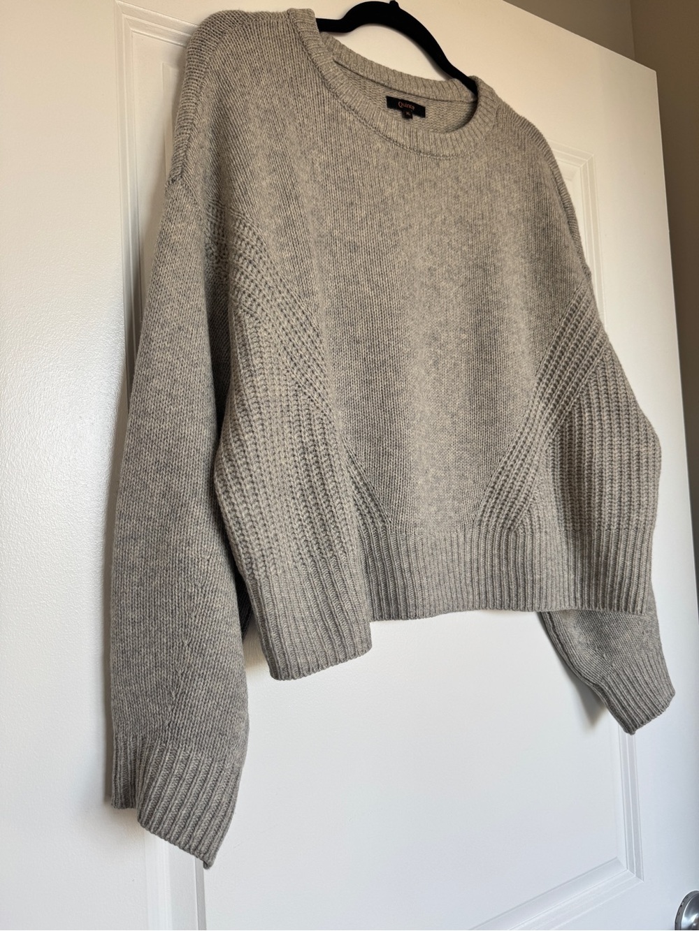 EUC QUINCE 100% Yak Wool Pointelle Detail Relaxed Crew Warm Heather Grey Size XL - Picture 2 of 15